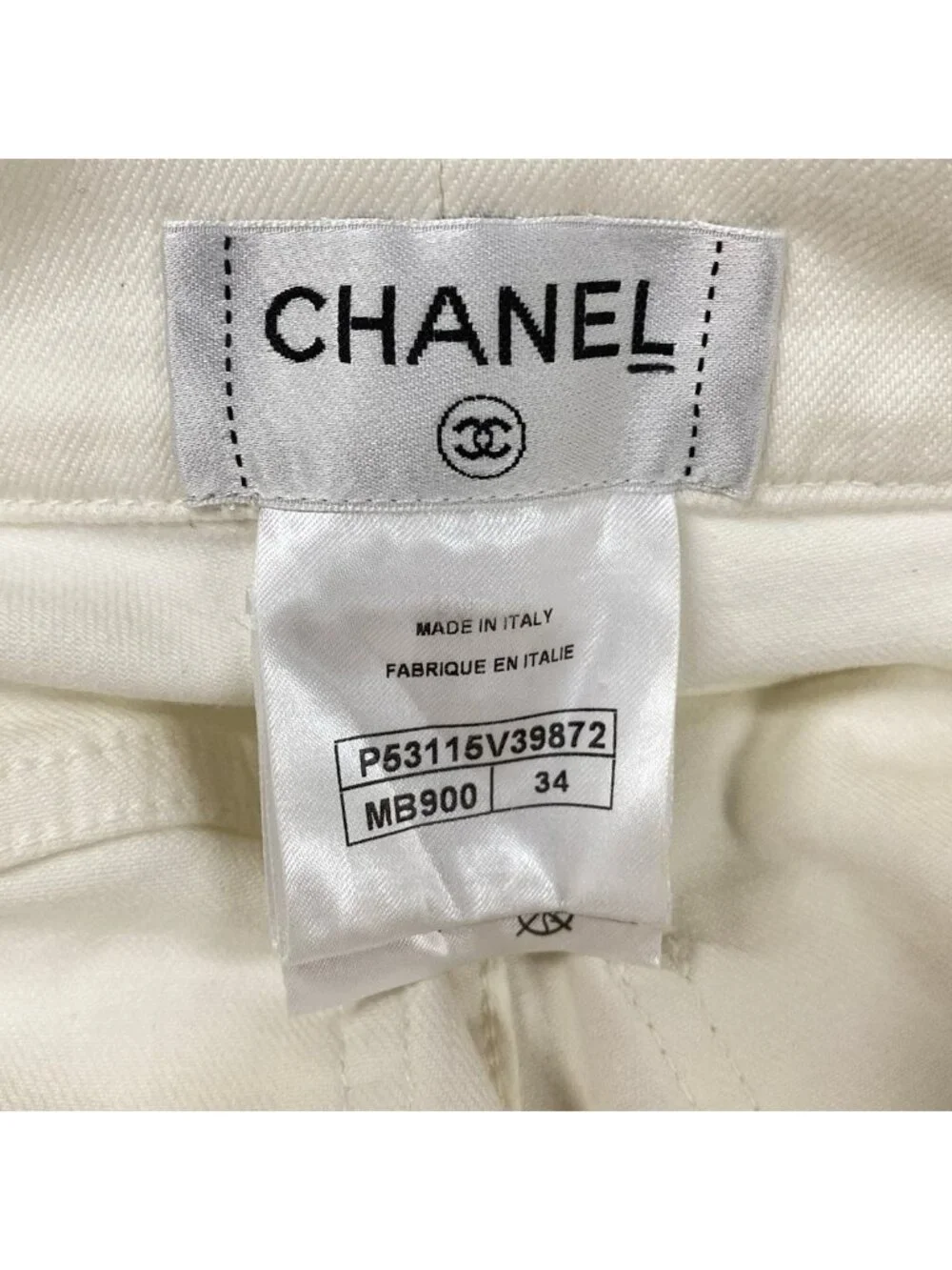Chanel Jeans S P White Pink Flower View Gradient Cotton 34